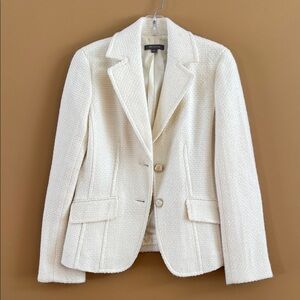 Ann Taylor Cream Wool Textured Blazer